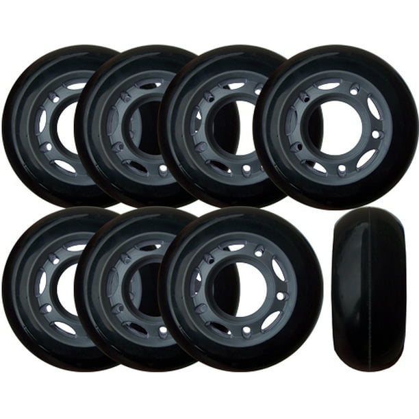 KSS 82A Skate Rollerblade Light Up LED Inline Wheels with ABEC 9 Bearings 4 Pack Black 76mm 